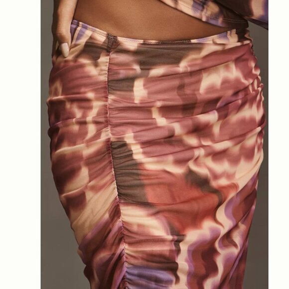 NWT Anthropologie Ruched Side-Slit Maxi Skirt Size XL Vamp Romantic / Glamoratti - Picture 14 of 14